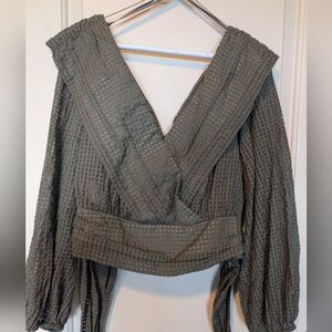 Maeve Olive Green Tie-waist Top, 12